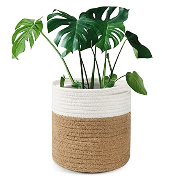 Tenn Well 20 cm Blumentopf mit Einsatz, Baumwolle, Innen-Pflanzgefäß, gewebter Aufbewahrungskorb für Zimmerpflanzen, Blumentopf und Heimdekoration (20 cm x 20 cm)