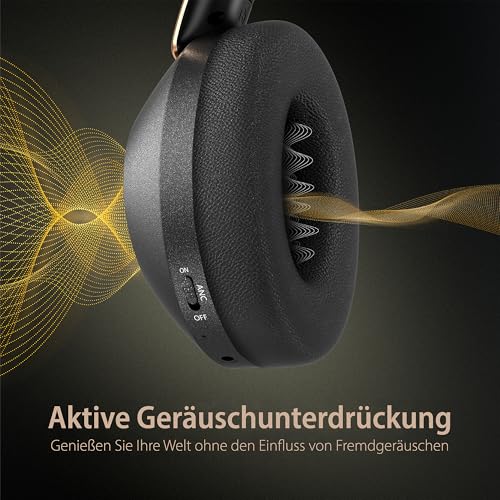 Lankey Sound Kopfhörer Kabellos Bluetooth, Over Ear Kopfhörer Noise Cancelling, 100 Std Spielzeit 5.3 Bluetooth Kopfhörer mit ANC Modus, Hi-Res Audio, Tiefer Bass, Schwarz – Bild 3