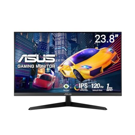 ASUS Eye Care VY249HGR – 24 Zoll Full HD Monitor – 120 Hz, 1ms MPRT, AdaptiveSync, GameFast Input – IPS Panel, Vesa 100×100, 16:9, 1920×1080, D-Sub, HDMI