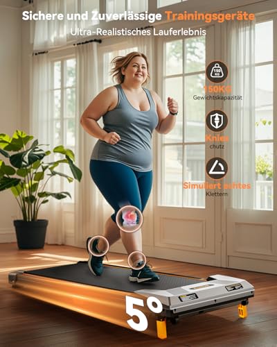 Laufband für Zuhause und Büro BestGod, Walking Pad mit Steigung 5%, Laufbänder 2.5 HP, leises Walking Pad mit Fernbedienung, bis 150 kg Belastbar – Bild 3