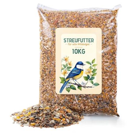 Blumixx Wildvogelfutter 10kg – ganzjähriges Vogelfutter Winterfutter – Fettfutter mit Sonnenblumenkernen Getreide Saaten – proteinreich energiereich Premium Fettfutter – für Gartenvögel