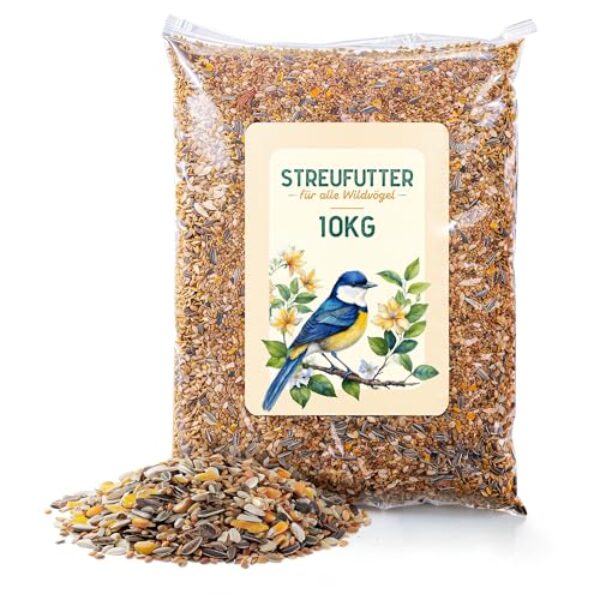Blumixx Wildvogelfutter 10kg – ganzjähriges Vogelfutter Winterfutter – Fettfutter mit Sonnenblumenkernen Getreide Saaten – proteinreich energiereich Premium Fettfutter – für Gartenvögel