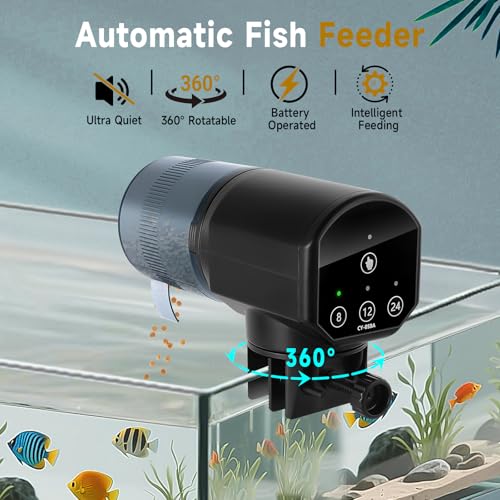 URAQT Futterautomat Aquarium, 200ml Automatischer Fischfutterautomat für Aquarium mit Timer, Einstellbar Fische Fischfutterspender mit 2 AAA-Batterien im Lieferumfang enthalten, Fischfutterschwimmring – Bild 5