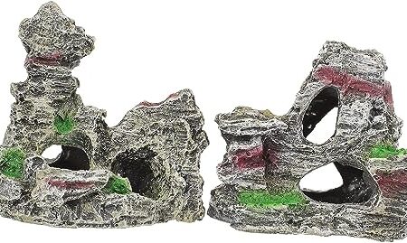 PIQIUQIU 2 Stück Aquarium Deko Höhle Aquarium, Zubehör für Aquarium,Aquarium Dekoration