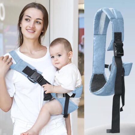Tragetuch Baby Multifunktion Hüfttrage Verstellbar Trage Seitlich Kleinkind Toddler Carrier, Geeignet für Säuglinge und Kleinkinder im Alter Von 6-48 Monaten 20 kg (Blau)