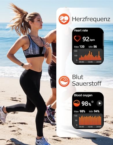 RUIMEN Smartwatch mit Telefonfunktion,Smartwatch für Damen Herren HD-Touch Screen Fitnessuhr mit SpO2-Überwachung Pulsuhr Schlafmonitor Schrittzähler Uhr Multi Trainingsmodi für Android iOS – Bild 5