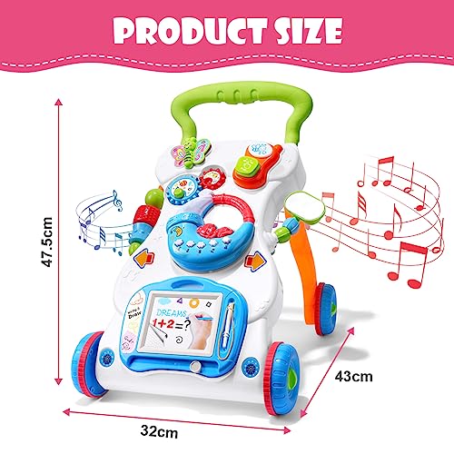 Aolso Lauflernwagen, Baby Spiel und Laufwagen mit regulierbarer Geschwindigkeit, Baby Walker Gehhilfe Abnehmbarem Spielboard, Lauflernwagen – Bild 3