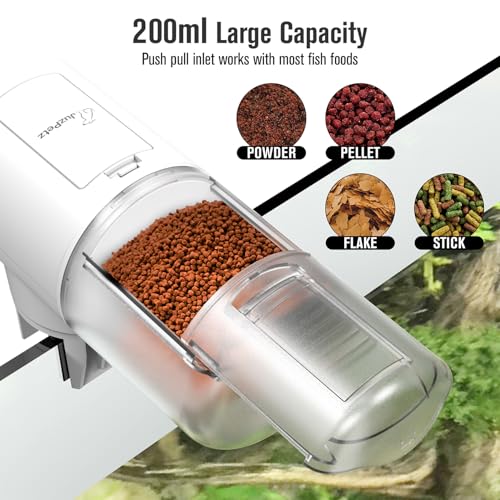 JuzPetz - Automatischer Futterautomat für Fische | Digitales Display und Programmierbare Einstellungen | Automatischer Aquarium-Futterautomat | Aquarium-Zubehör | Weiß – Bild 6