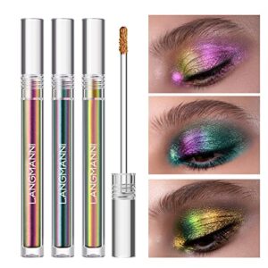 3-teilige flüssige Chamäleon Lidschatten Make-up Set, Metallic Changing Langanhaltende holografische Glitter Multichrome Lidschatten (#A)