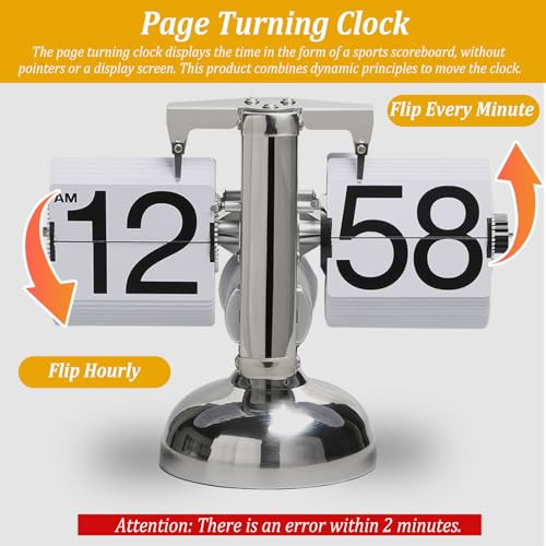 IDAMAKON Flip-Uhr Retro,Digitale Batteriebetriebene Down Uhr mit Zahnradmechanik,Schreibtischuhr Vintage Design,Mechanisch Flip Clock,Tischuhr Mit Digitalanzeige Für Das Wohnzimmer zu Hause(Weiß) – Bild 3