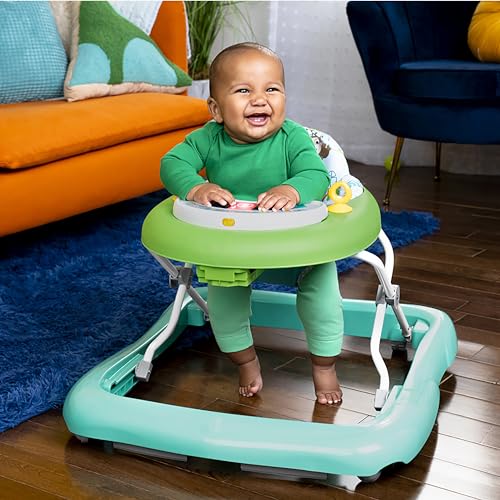 Bright Starts, Tiny Trek 2-in-1 Baby Aktivität Lauflernhilfe mit Spielzeugstation, verstellbarer Höhe und leicht faltbarem Rahmen, Dschungel Ranken Alter 6 Monate+ – Bild 4
