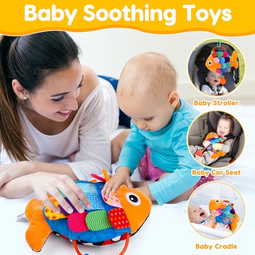 2 in 1 Baby Spielzeug 0-3 3-6 Monate Musical Fisch Kuscheltier & Kontrast Spielzeug mit Greifling Rassel Spiegel Spielzeug, Baby Sensorik Spielzeug 0 3 6 Monate, Neugeborenes Junge Mädchen Geschenk – Bild 6