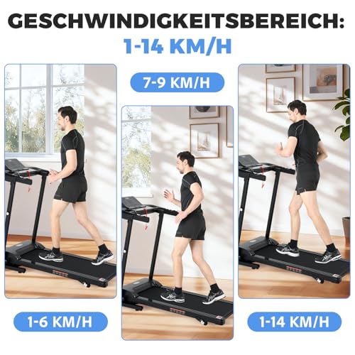 Novonova Klappbares Laufband für Zuhause 14 KM/H Walking Pad Treadmill mit LED-Display und 12 Trainingsprogrammen, NV-T3801 – Bild 4