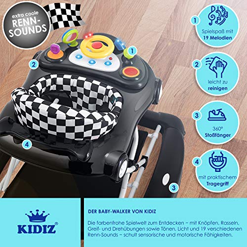 KIDIZ® 4in1 Lauflernhilfe Babywalker Spiel- und Lauflernwagen Gehfrei - Schaukelfunktion Babywippe mit Rollen, Licht, Musik,Spielecenter Esstisch Laufstuhl Laufhilfe babys ab 6 Monaten Klappbar – Bild 6