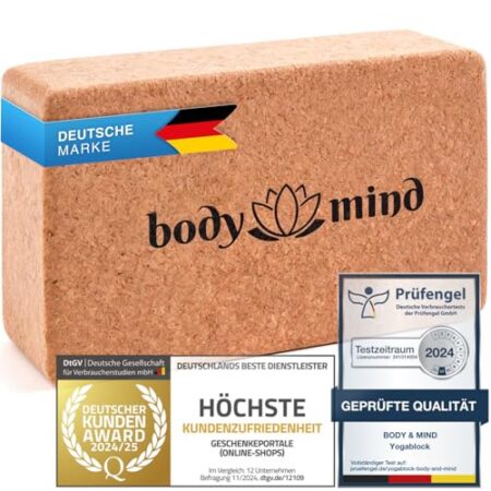 Yoga-Block aus Kork 100% Natur für Yoga, Pilates, Meditation & Fitness - Yoga-Klotz für Anfänger und Profis - Produktbild