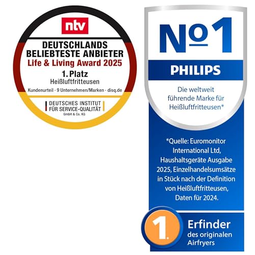 Philips Airfryer 2000 Series Heißluftfritteuse, 4,2L, Digitaler Touchscreen, 13 Garoptionen, 9 voreingestellte Funktionen, 90% weniger Fett mit RapidAir Technologie, 1500W Leistung, Schwarz (NA229/00) – Bild 3