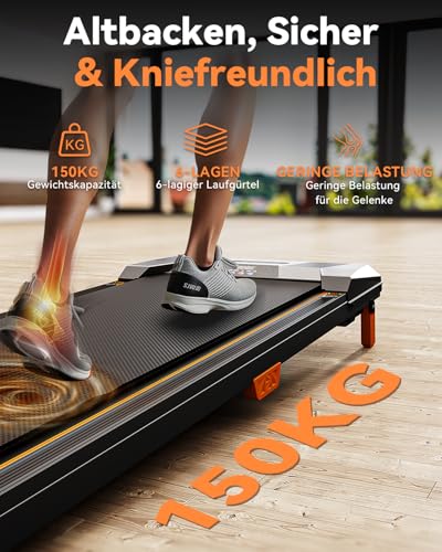 Laufband für Zuhause und Büro BestGod, Walking Pad mit Steigung 5%, Laufbänder 2.5 HP, leises Walking Pad mit Fernbedienung, bis 150 kg Belastbar – Bild 4