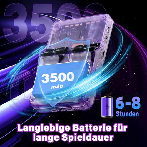 XIXIMENG R36S Retro Handheld Spielkonsole für unterwegs,40000+ Spiele Retro Konsole,21 Emulatoren,ARKOS Open Source Linux System,3,5 Zoll IPS Bildschirm 640x480P,3500mAh (Transparent Violett) – Bild 4