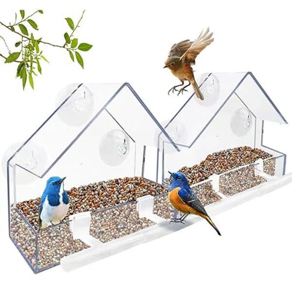 WLLKOO Vogelfutterhaus 2er, Vogelfutterhaus-Futterhaus,Faltbarer Vogelfutterspender Vogelhaus, Wetterfest,Vogelbeobachter Gartendekoration,Geignet für Balkon,Garten