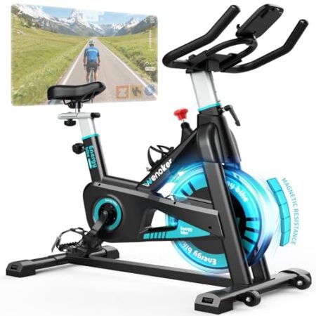 [2025 Aktualisierte] Wenoker Heimtrainer Fahrrad mit Magnetischem Widerstand, Indoor Spinning Bike Hometrainer Fahrrad Kardio Training Fitnessbikes, Bis 160KG - Produktbild