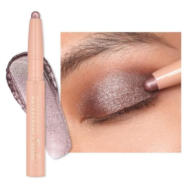 Oulac Lidschatten Taupe Wasserdicht, Drehbarer Lidschatten-Stift Hält 24 Stunden+, Metallic Finish, Vegan 3.6g (17) Hollywood Dream