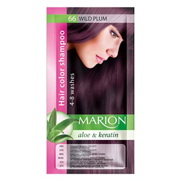 Marion Haarfärbe-Shampoo im Beutel, semi-dauerhafte Farbe, Haltbarkeit 4 bis 8 Wäschen, mit Aloe und Keratin