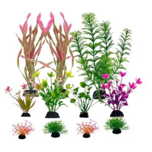 Aquarium Deko Aquarium Zubehör Aquariums Pflanzen Künstlich Wasserpflanzen Aquariums Miniteich Plastikpflanzen Fisch Tank Schildkröte Aquarien Dekorationen Lila Grün Orange Rosa Gelb 11 Stück