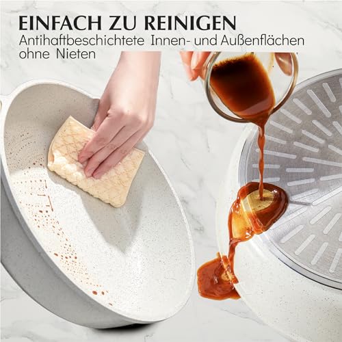 SENSARTE Antihaft Keramik Kochgeschirr Set 13 teilig, Gesundes Topf Pfannen Set, Ungiftiges Kochtopfsets mit Stay Cool Griffen, Silikonwerkzeugen und Topfschutz, PFOA/PTFE/PFAS Frei – Bild 6