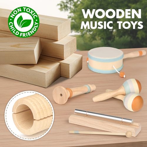 Musikinstrumente für Kinder Kinderspielzeug ab 2 Jahre Holzspielzeug Baby Schlagzeug Kinder Trommel Percussion Instrumente Musikinstrumente Baby Montessori Spielzeug ab 3 Jahre – Bild 6
