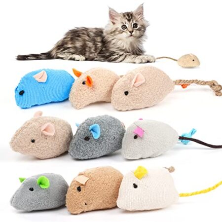 OSDUE Katzenspielzeug Maus, 9 Stück Lüsch Maus, Interaktives Katzenspielzeug mit Katzenminze, Mäuse Catnip Toy für Katze und Kitten