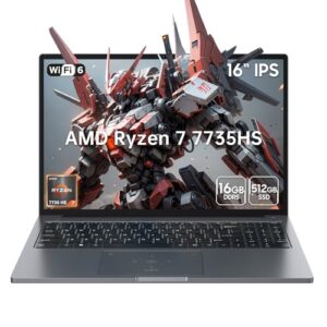 Blackview 2025 16″ Gaming Laptop,Ryzen 7 7735HS(Besser 7430u/5700u/I7-11800H) bis zu 4,8 GHz,16GB Ram DDR5 4800MHz 512GB SSD,FHD Display Laptop,Beleuchteter Tastatur,WiFi-6,BT 5.2,Windows 11 pro