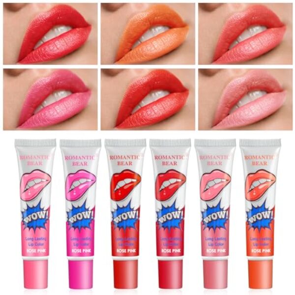 Lip Tint, 6pcs Lip gloss set, Easy Peel Off Lip Stain Lipstick, Waterproof Long Lasting Lipgloss for Women Girls, Makeup Beauty Lippenstift Set – Lip Tattoo