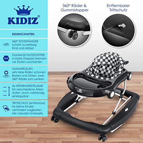 KIDIZ® 4in1 Lauflernhilfe Babywalker Spiel- und Lauflernwagen Gehfrei - Schaukelfunktion Babywippe mit Rollen, Licht, Musik,Spielecenter Esstisch Laufstuhl Laufhilfe babys ab 6 Monaten Klappbar – Bild 5