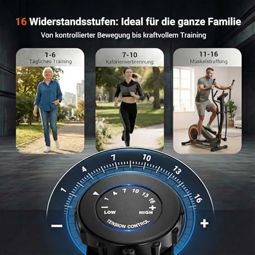 Niceday Ellipsentrainer für Zuhause, Leiser Magnetwiderstand, 40 cm Schrittweite, 150 kg Belastbarkeit, Gelenkschonend, Stabiler Heimtrainer mit LCD-Display & Große Pedale – Ideal für Wohnung – Bild 6