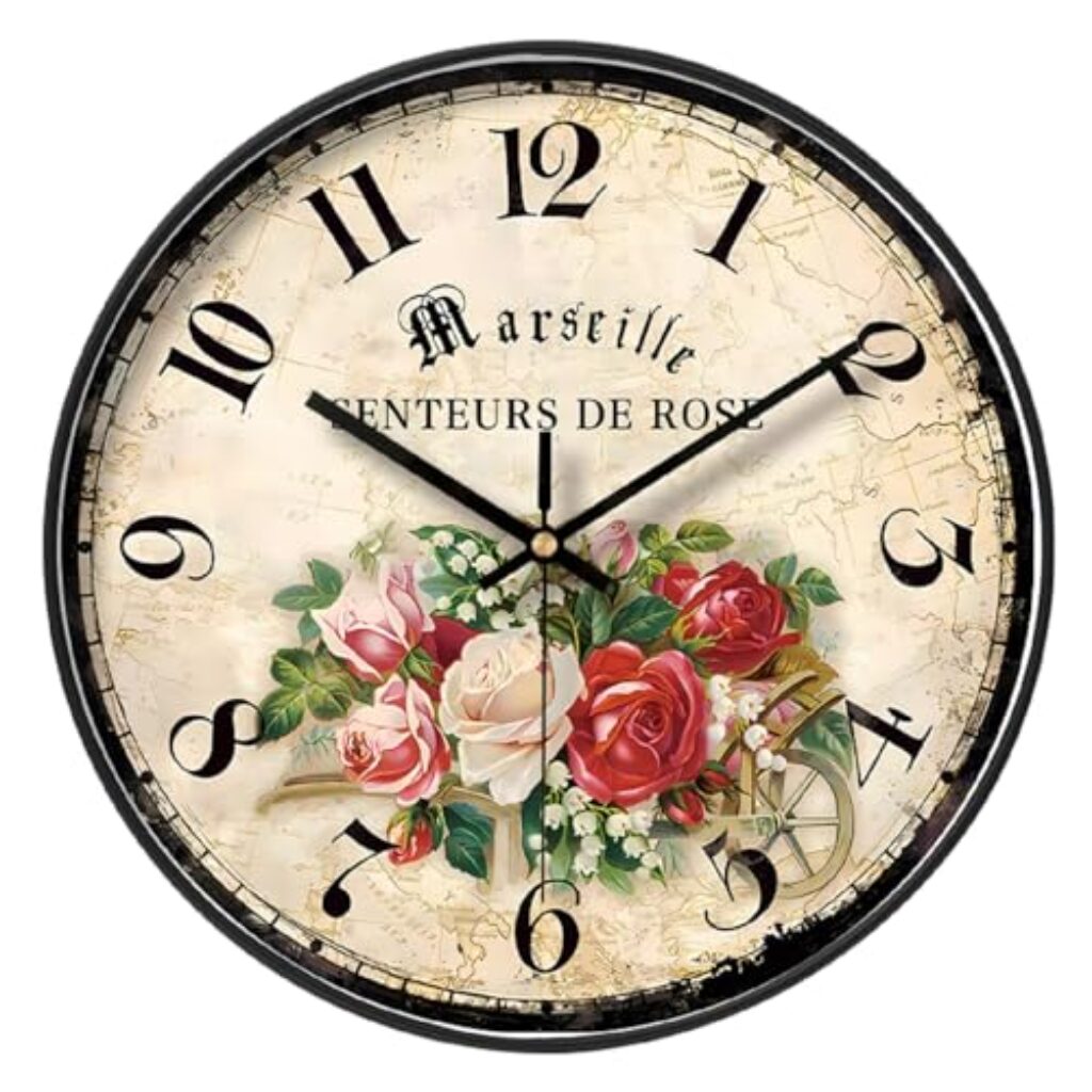 NUOVO 12 Zoll Garten Wanduhr Bunte Blumen Uhr Shabby Chic Floral Wanduhren Vintage Elegante Stille Uhr für Wohnzimmer Schlafzimmer Home Küche Dekor