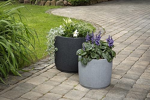 Scheurich Linetto 40, Pflanzgefäß/Blumentopf/Pflanzkübel, rund, Farbe: Stony Black, hergestellt mit recyceltem Kunststoff, 10 Jahre Garantie, für den Außenbereich – Bild 4