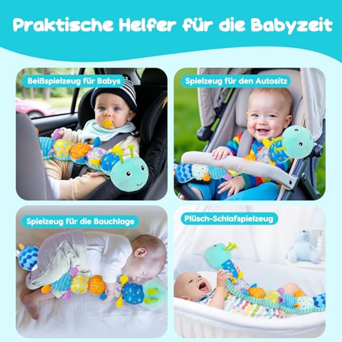 Baby Spielzeug 0 3 6 Monate Raupe Musikspielzeug, Montessori Sensorik SpielzeugBaby Geschenk Jungen mit Lineal Greifling Rassel, Babyspielzeug Neugeborenen Geschenk, Tummy Time Baby Toys – Bild 6