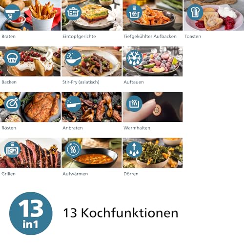 Philips Airfryer 2000 Series Heißluftfritteuse, 4,2L, Digitaler Touchscreen, 13 Garoptionen, 9 voreingestellte Funktionen, 90% weniger Fett mit RapidAir Technologie, 1500W Leistung, Schwarz (NA229/00) – Bild 6
