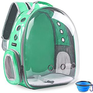 BEIKOTT Cat Backpack Carriers, Pet Bubble Backpack for Cats Puppy Dogs and Birds, Premium Leather Cat Backpack, Airline-Approved, Ventilate Transparent Capsule Carrier for Travel/Hiking/Outdoor Use
