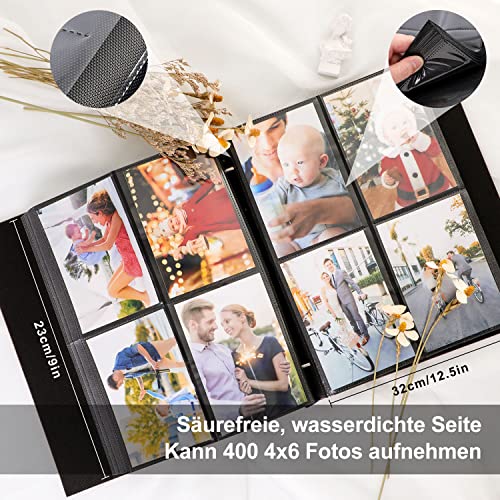 Lanpn Fotoalbum 10x15 400, Leinen Einstecken Einsteckalbum für Hochformat Fotos Bilder Beige – Bild 5