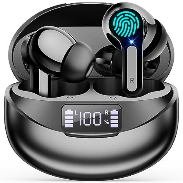 Bluetooth Kopfhörer Kabellos in Ear – Bluetooth 5.3 Hi-Fi Stereo Deep Bass Kabellose Kopfhoerer Noise Cancelling CVC Wireless Earbuds 35 Std. Spielzeit 13mm Treiber Ohrhörer Wasserdich USB C Headphone