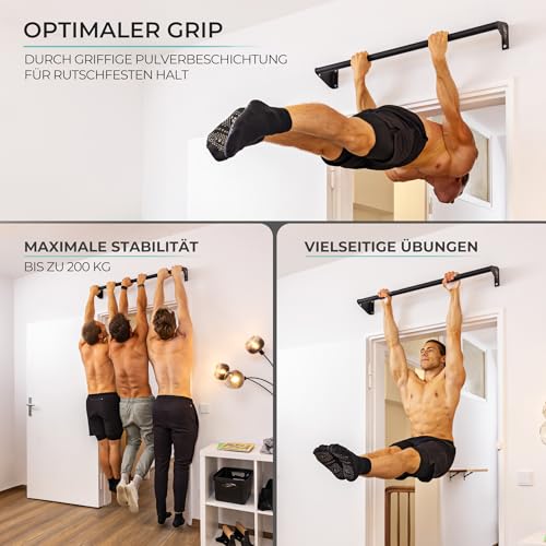 PULLUP & DIP Klimmzugstange zur Wandmontage über Türrahmen – Stabile Reckstange für Home Gym – Ideal für Klimmzüge, Chin-Ups, Beinheben & Turnringe – Robuste Stahlkonstruktion – Bild 6