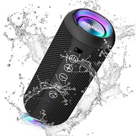 Ortizan Bluetooth Lautsprecher, Musikbox Bluetooth 5.3, Lautsprecher wasserdicht IPX7, RGB Licht, 30h Akku, Bass Boost, TWS Paarung, AUX, Micro SD, 3 EQ, Eingebautes Mikrofon fü...