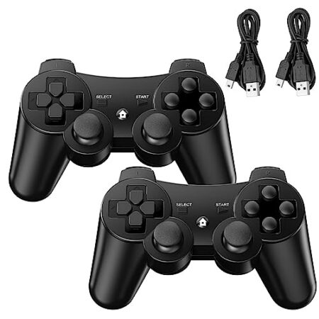Controller für PS3, 2er Pack Wireless Controller mit Dual Shock, Bluetooth, Rechargable Remote Gamepad Joystick mit 2 Ladekabel - Produktbild