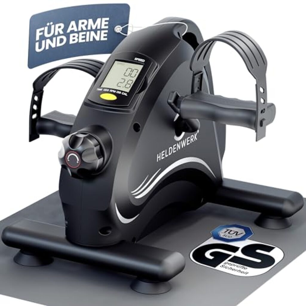 HELDENWERK Pedaltrainer Basic Set – TÜV/GS geprüft inkl. Befestigungsgurt & Anti-Rutschmatte – Arm- und Beintrainer für Zuhause – Senioren Pedal-Trainer, Heimtrainer