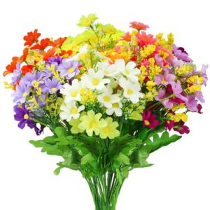 OWLKELA Künstliche Blumen, 6 Bündel von 6 Künstliche Balkonpflanzen und Innen, Plastik Blumen Dekoration, Faux Kunststoff UV-beständige Blumen für Gräber und Garten