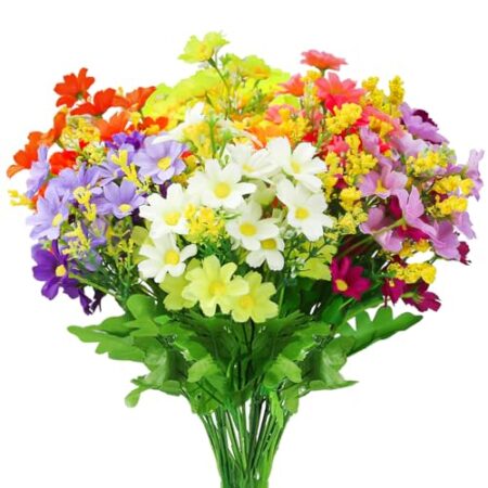 OWLKELA Künstliche Blumen, 6 Bündel von 6 Künstliche Balkonpflanzen und Innen, Plastik Blumen Dekoration, Faux Kunststoff UV-beständige Blumen für Gräber und Garten