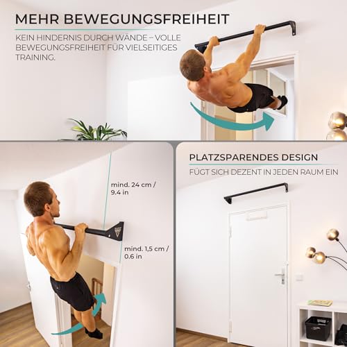 PULLUP & DIP Klimmzugstange zur Wandmontage über Türrahmen – Stabile Reckstange für Home Gym – Ideal für Klimmzüge, Chin-Ups, Beinheben & Turnringe – Robuste Stahlkonstruktion – Bild 3