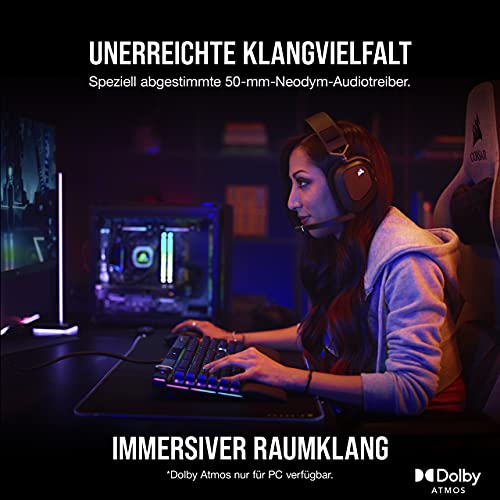 Corsair HS80 RGB Wireless Multiplattform-Gaming-Headset - Dolby Atmos - Omnidirektionales Mikrofon - iCUE-Kompatibel - PC, Mac, PS5, PS4 - Carbon – Bild 5