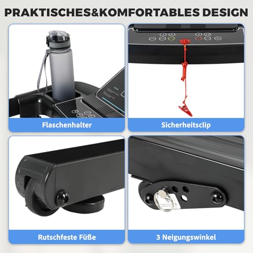 Novonova Klappbares Laufband für Zuhause 14 KM/H Walking Pad Treadmill mit LED-Display und 12 Trainingsprogrammen, NV-T3801 – Bild 5